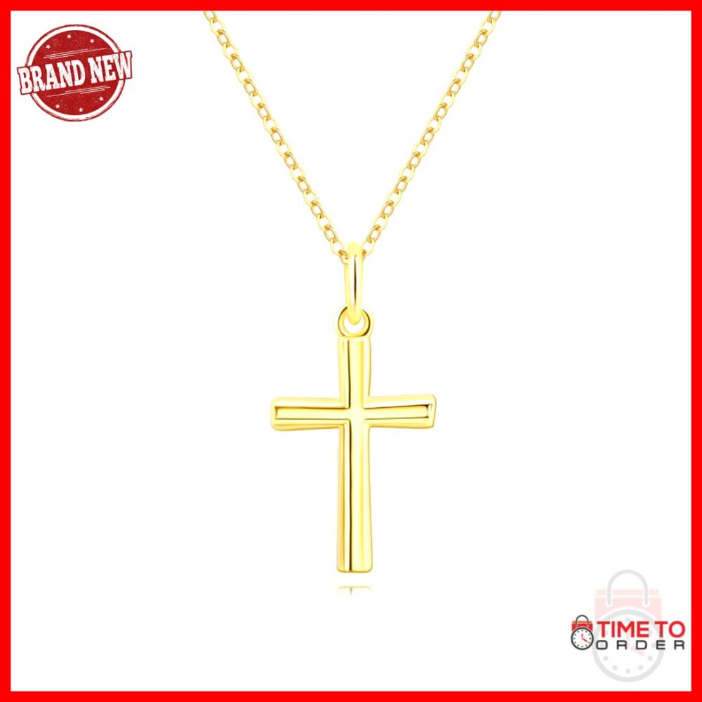 14k Gold Cross Pendant Necklace Minimalist Dainty Chain Daily Wear